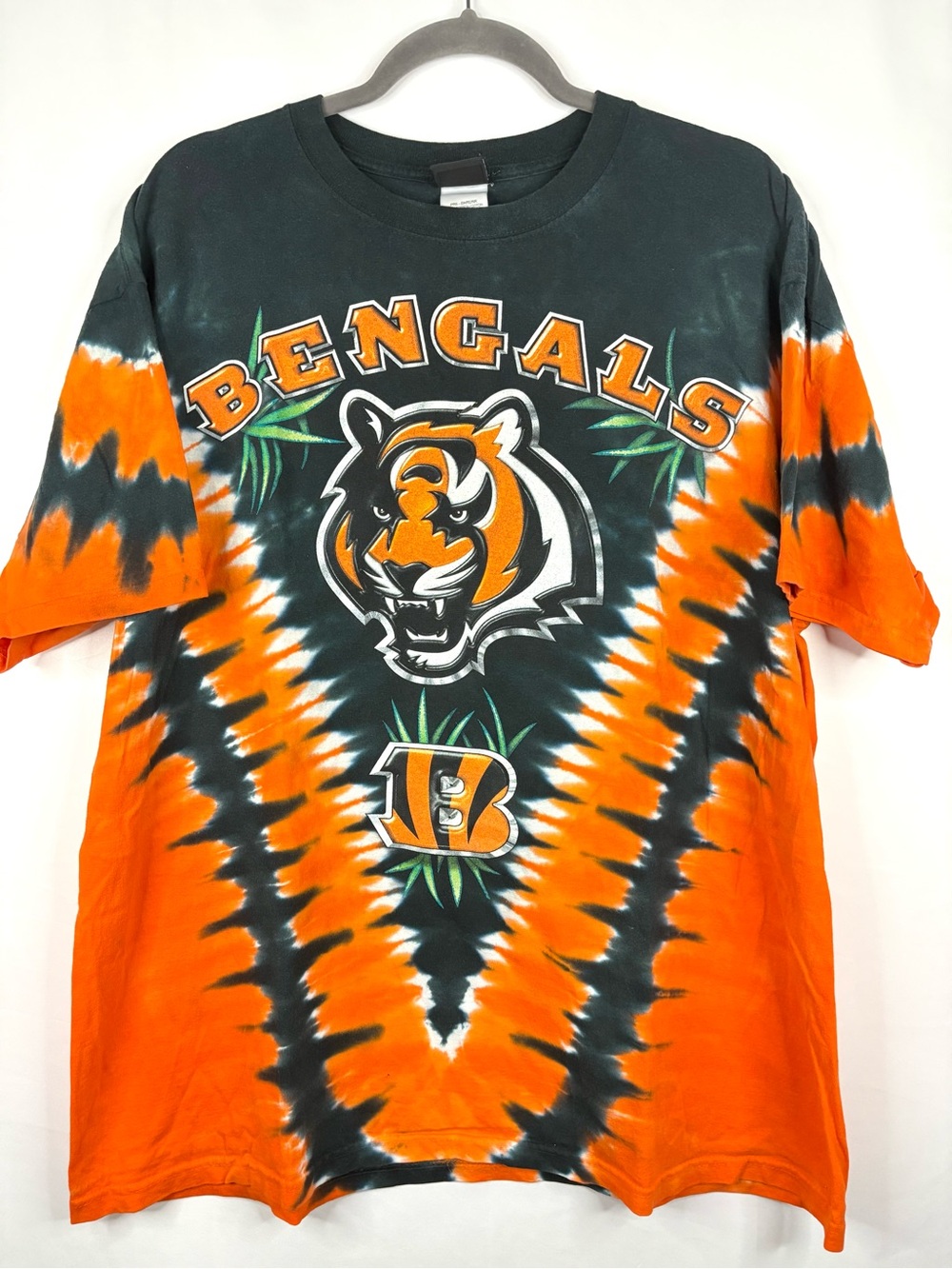 Vintage Cincinnati Bengals Shirt Mens XL Orange Black V Tie Dye NFL Team Y2K AOP